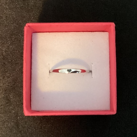 NWT Y2K 925 Sterling Silver Black Heart Ring - Picture 1 of 6